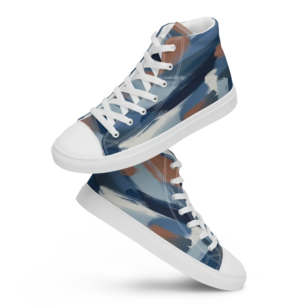 Indigo Brush Current on Men's High Top Canvas Shoes — Front