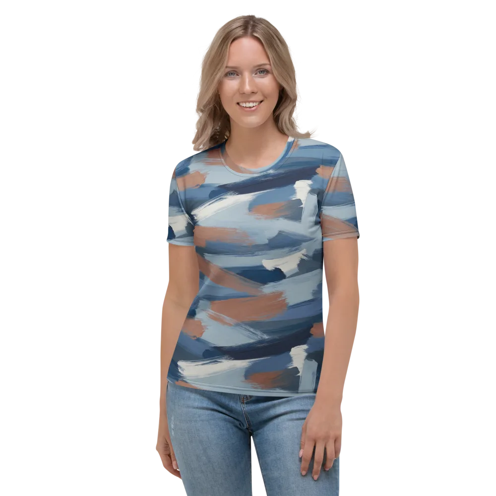Indigo Brush Current on Women's Crew Neck T-Shirt — Front