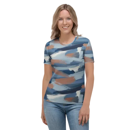 Indigo Brush Current on a Women's Crew Neck T-Shirt