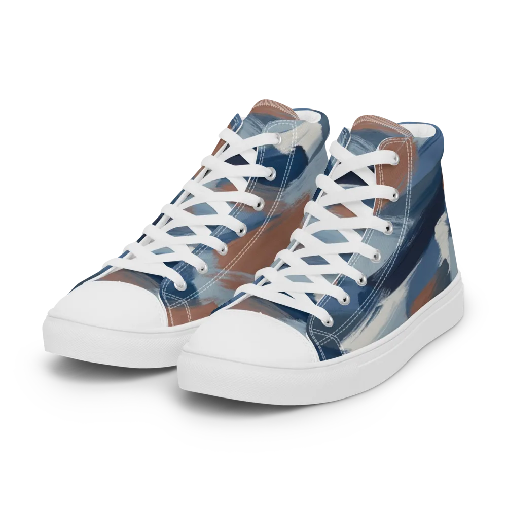 Indigo Brush Current on Women's High Top Canvas Shoes — Left Front