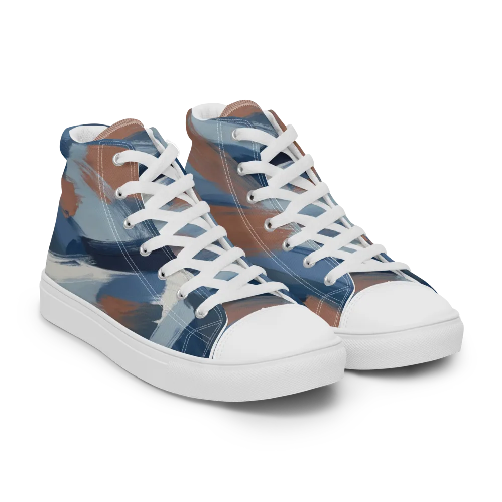 Indigo Brush Current on Women's High Top Canvas Shoes — Right Front