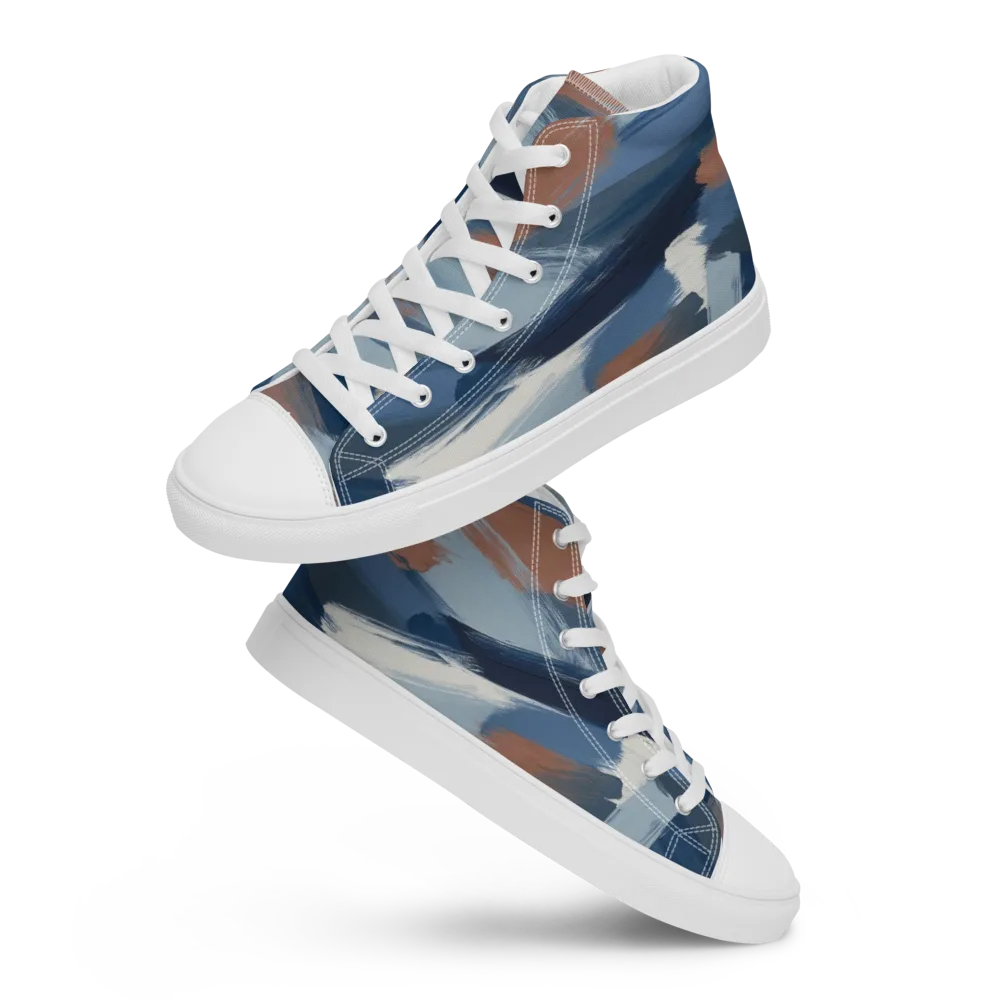 Indigo Brush Current on Women's High Top Canvas Shoes — Front