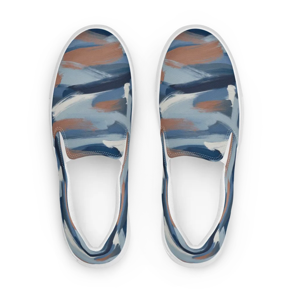 Indigo Brush Current on Men's Slip-On Canvas Shoes — Front
