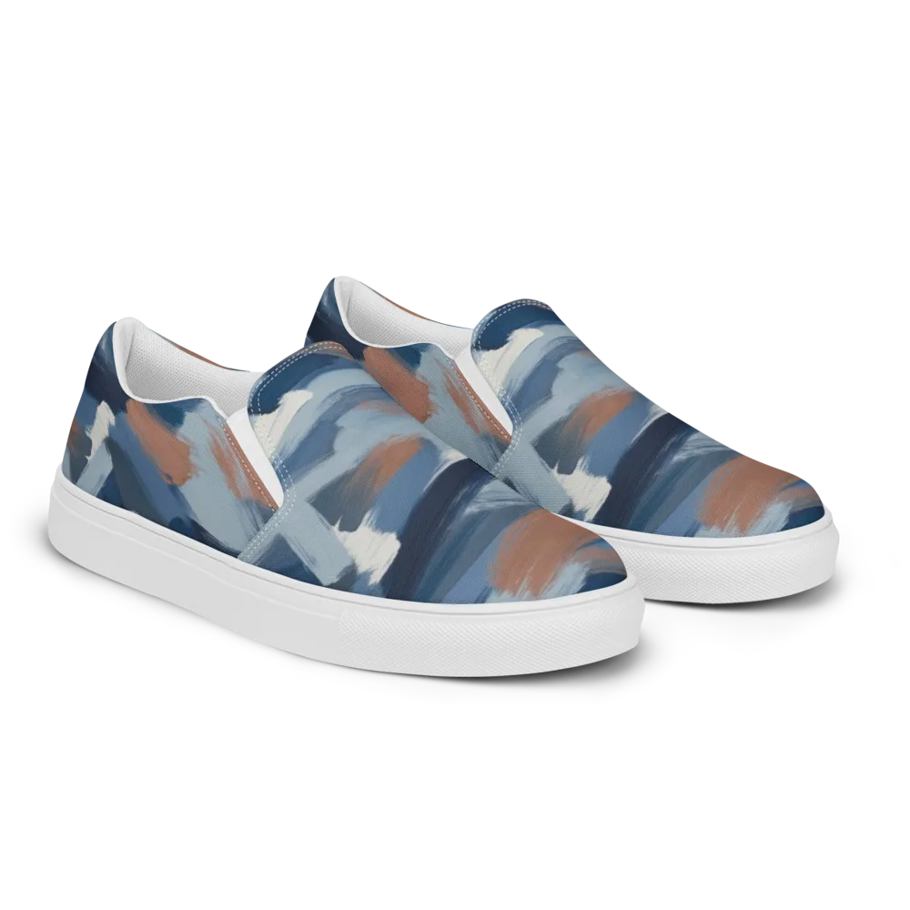 Indigo Brush Current on Men's Slip-On Canvas Shoes — Right Front