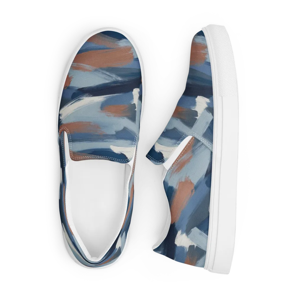 Indigo Brush Current on Men's Slip-On Canvas Shoes — Front