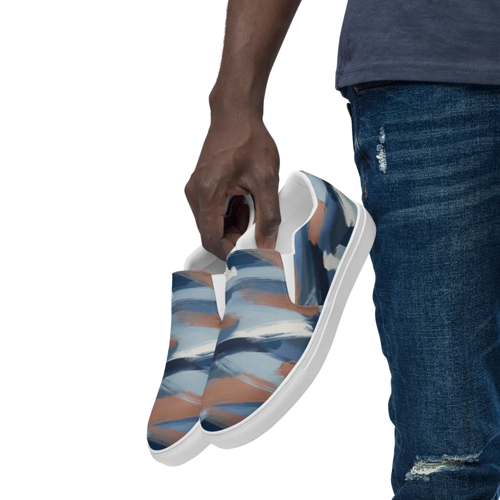 Indigo Brush Current on Men's Slip-On Canvas Shoes — Left Front