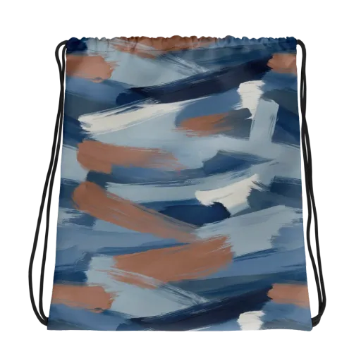Indigo Brush Current on a Drawstring Bag