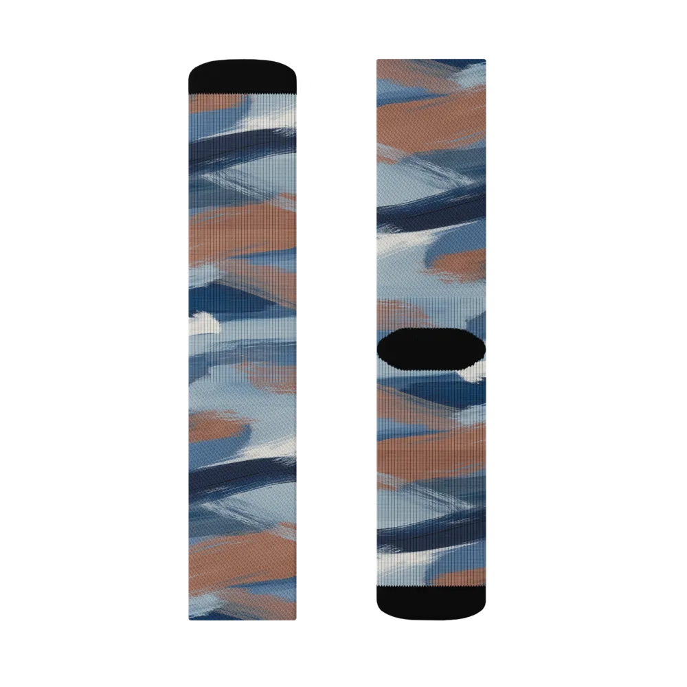 Indigo Brush Current on Socks — Right Sock