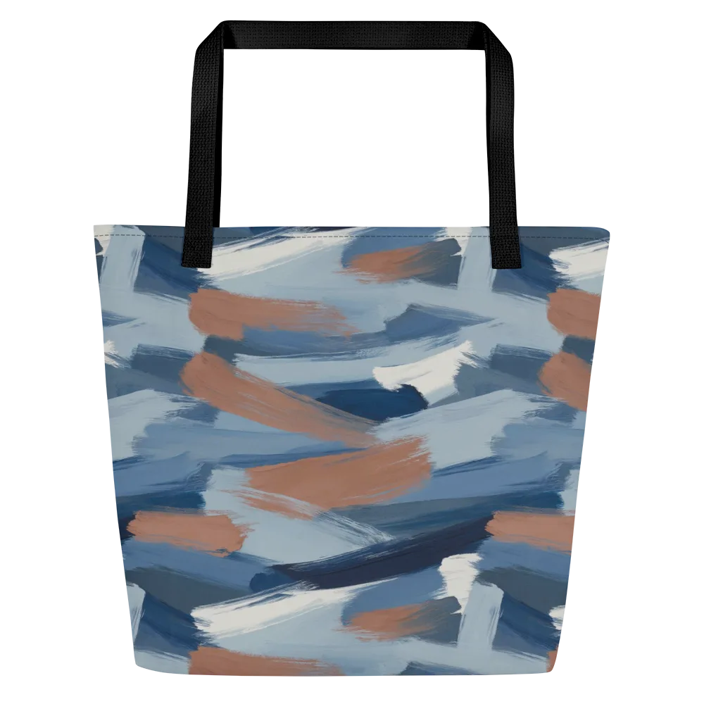 Indigo Brush Current on Large Tote Bag W/ Pocket — Front