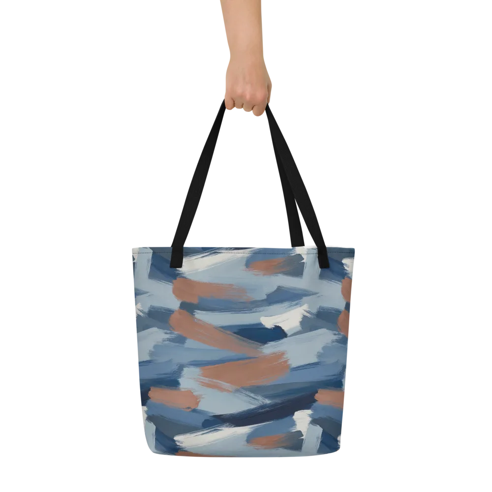 Indigo Brush Current on Large Tote Bag W/ Pocket — Front