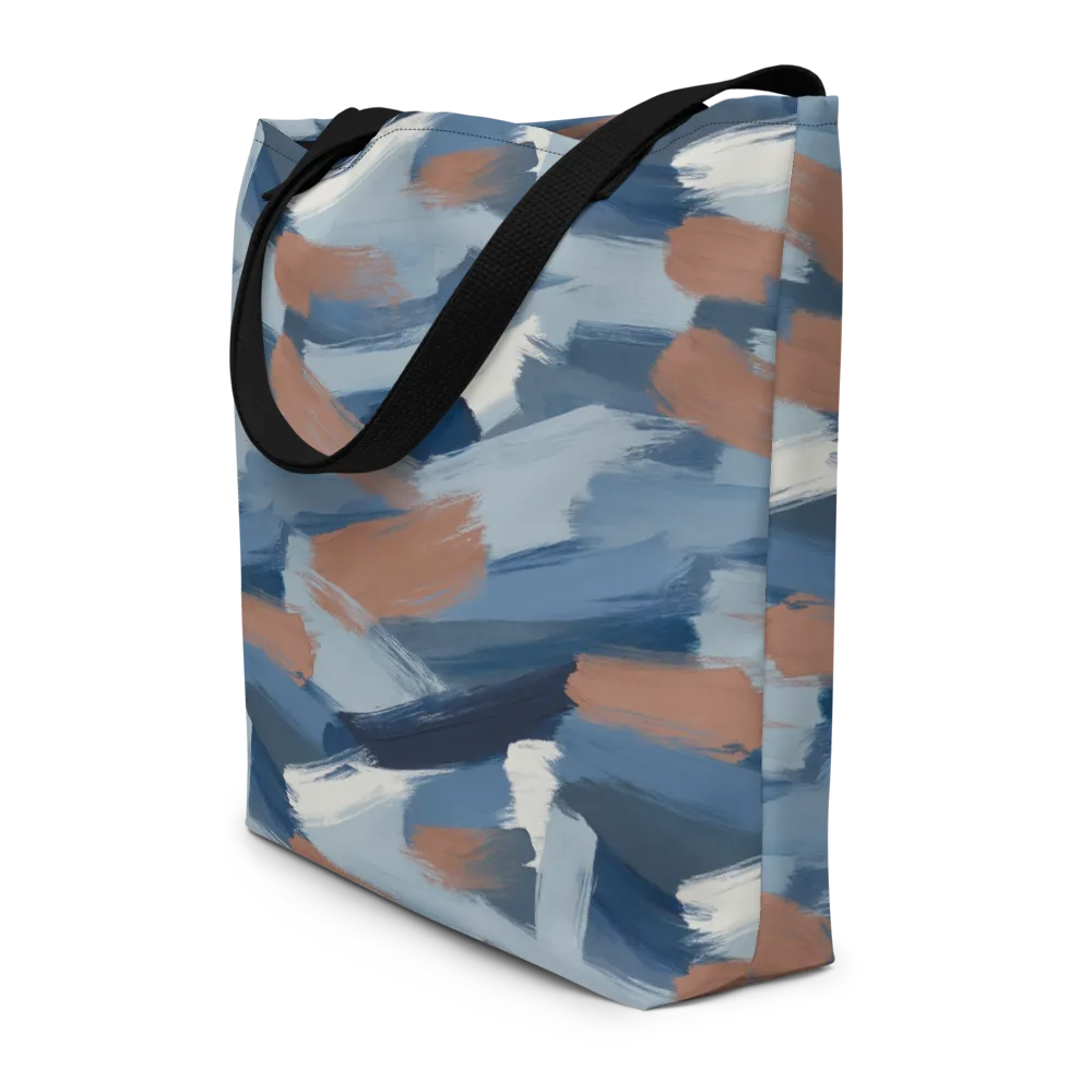 Indigo Brush Current on Large Tote Bag W/ Pocket — Front