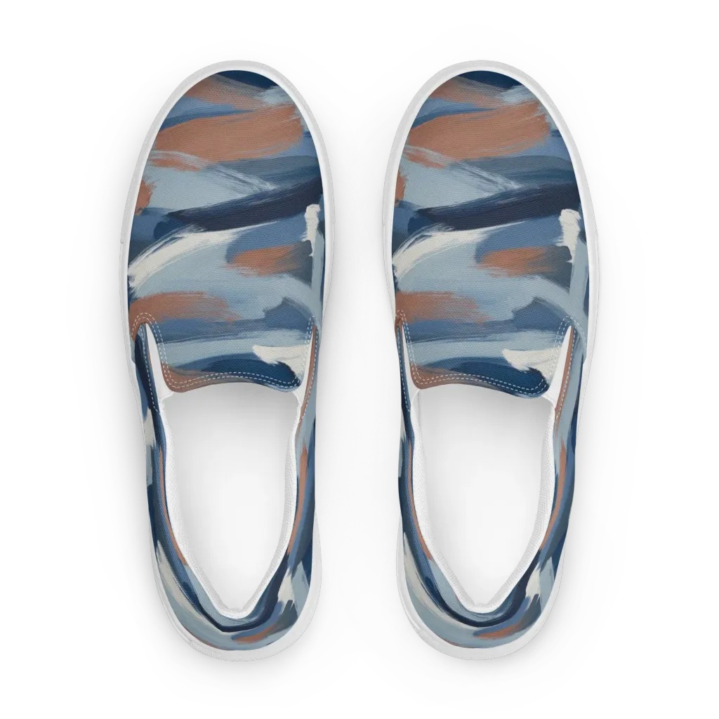 Indigo Brush Current on Women's Slip-On Canvas Shoes — Front