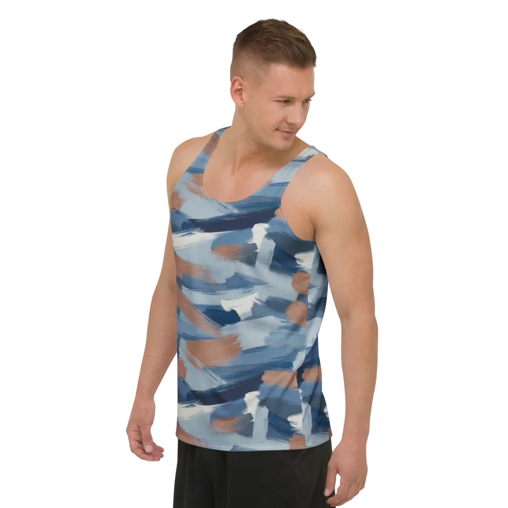 Indigo Brush Current on Men's Tank Top — Left Front