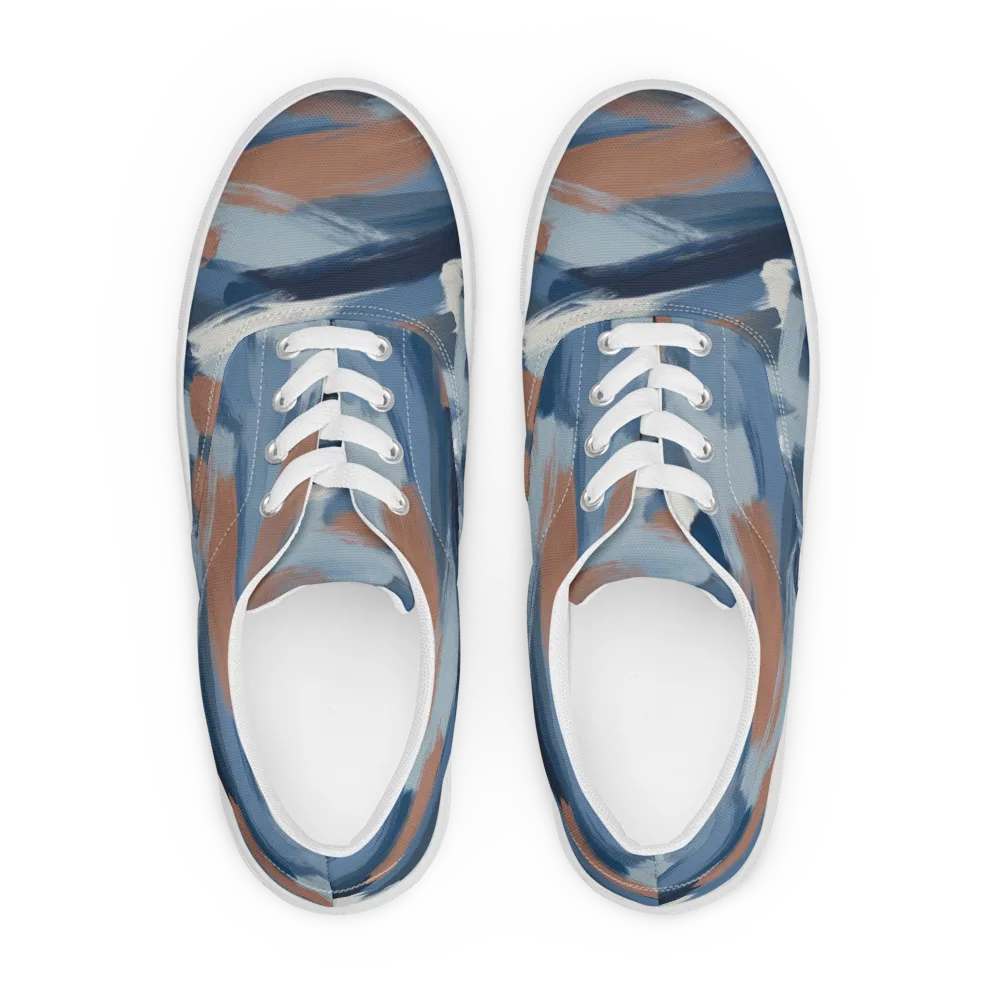 Indigo Brush Current on Men's Lace-Up Canvas Shoes — Front