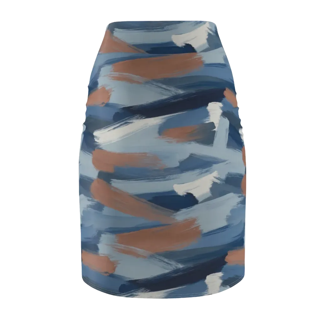 Indigo Brush Current on Pencil Skirt — Back