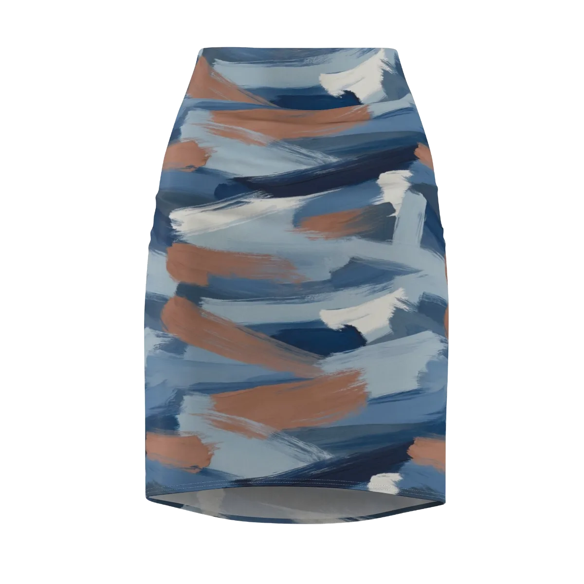 Indigo Brush Current on Pencil Skirt — Front