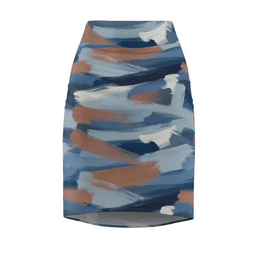 Indigo Brush Current on a Pencil Skirt