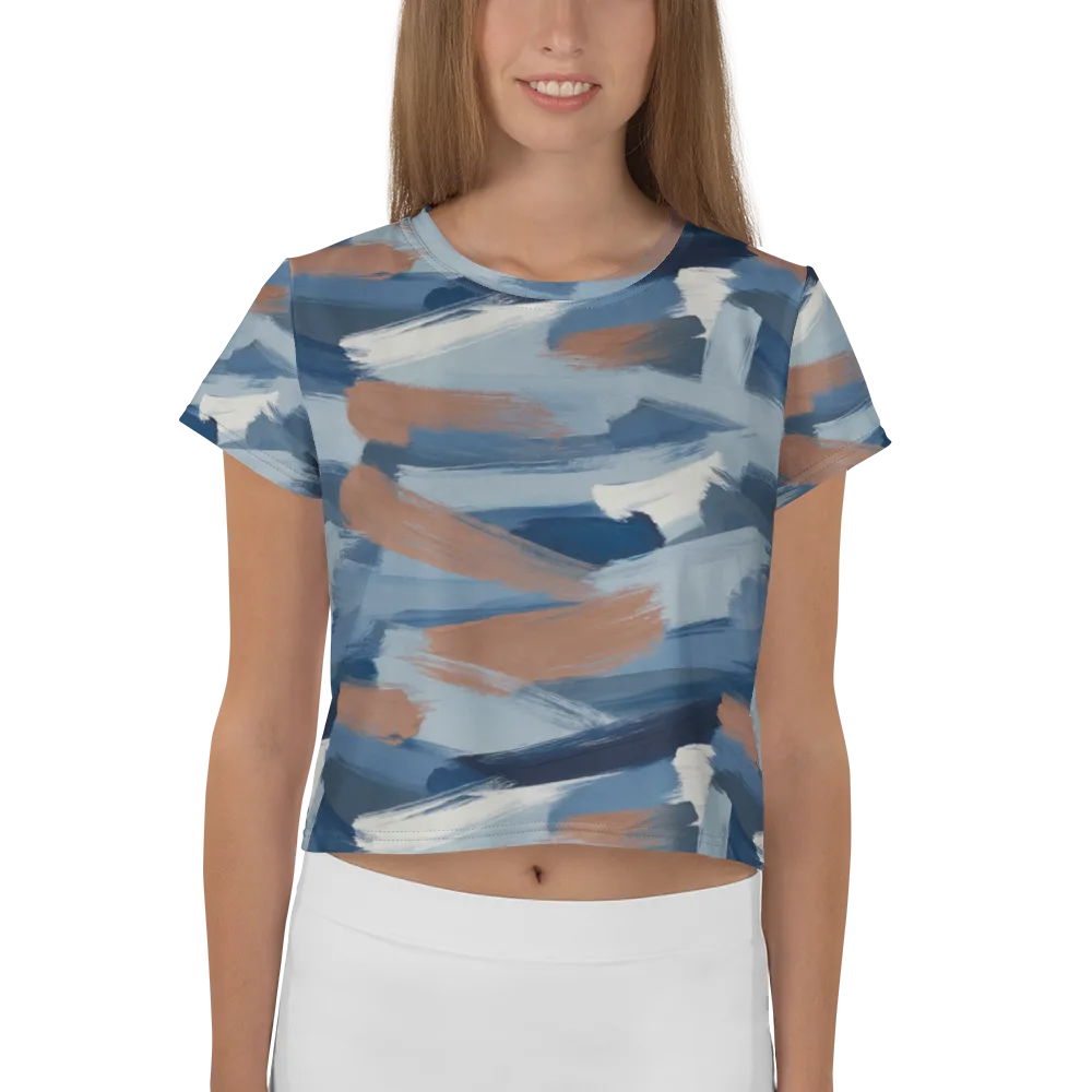 Indigo Brush Current on Crop Tee — Front