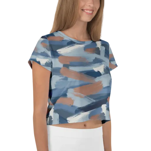 Indigo Brush Current on a Crop Tee