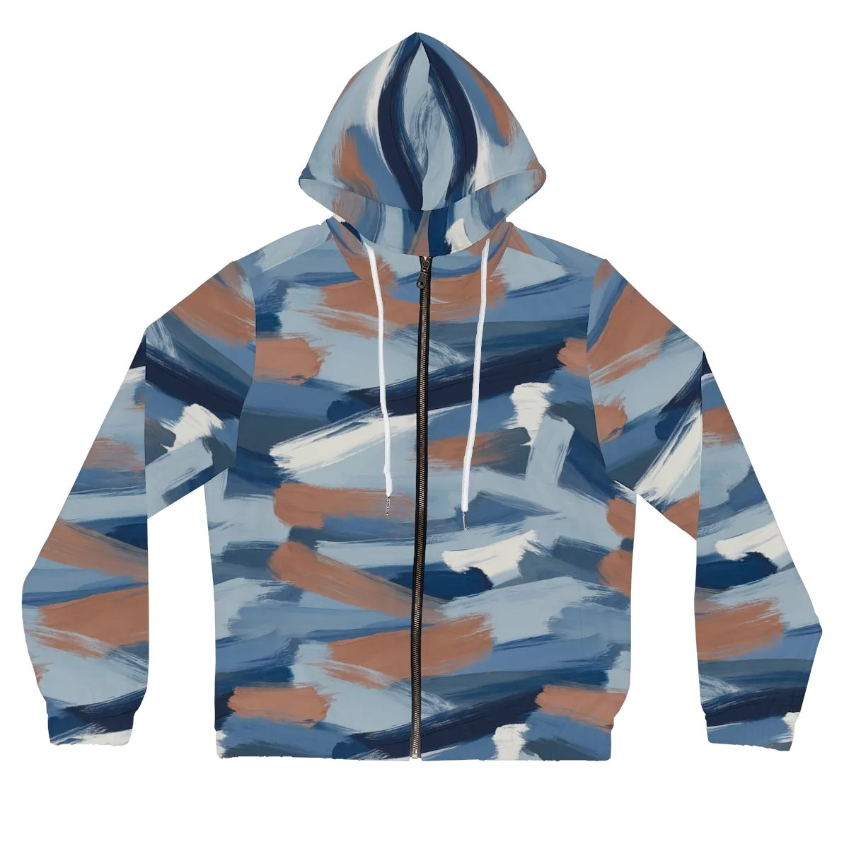 Indigo Brush Current on Women's Full-Zip Hoodie — Front