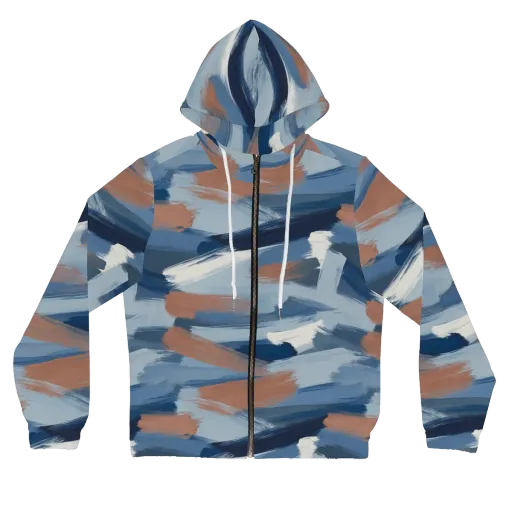 Indigo Brush Current on a Women's Full-Zip Hoodie