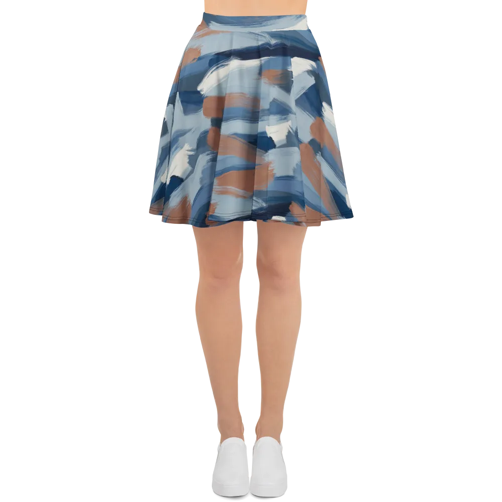Indigo Brush Current on Skater Skirt — Front