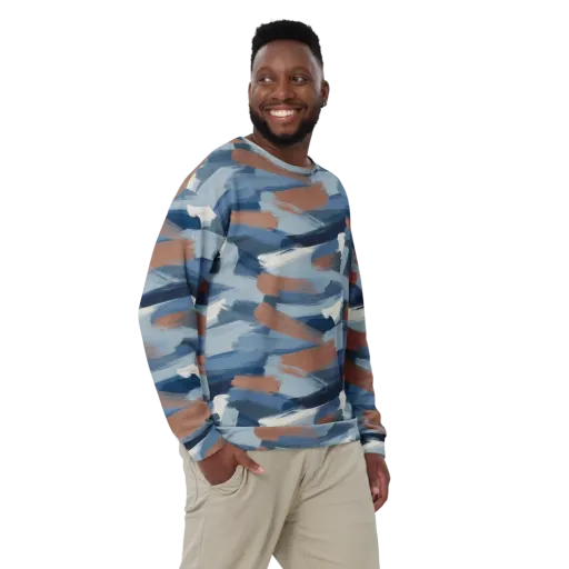 Indigo Brush Current on a Sweatshirt