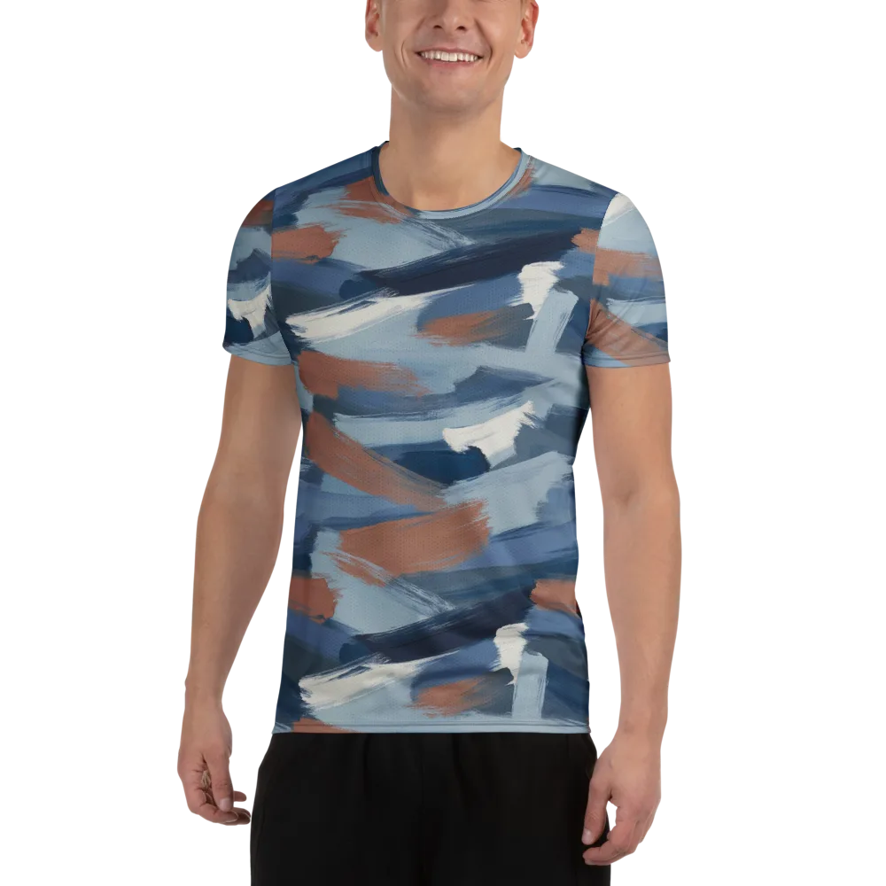 Indigo Brush Current on Men's Athletic T-Shirt — Front