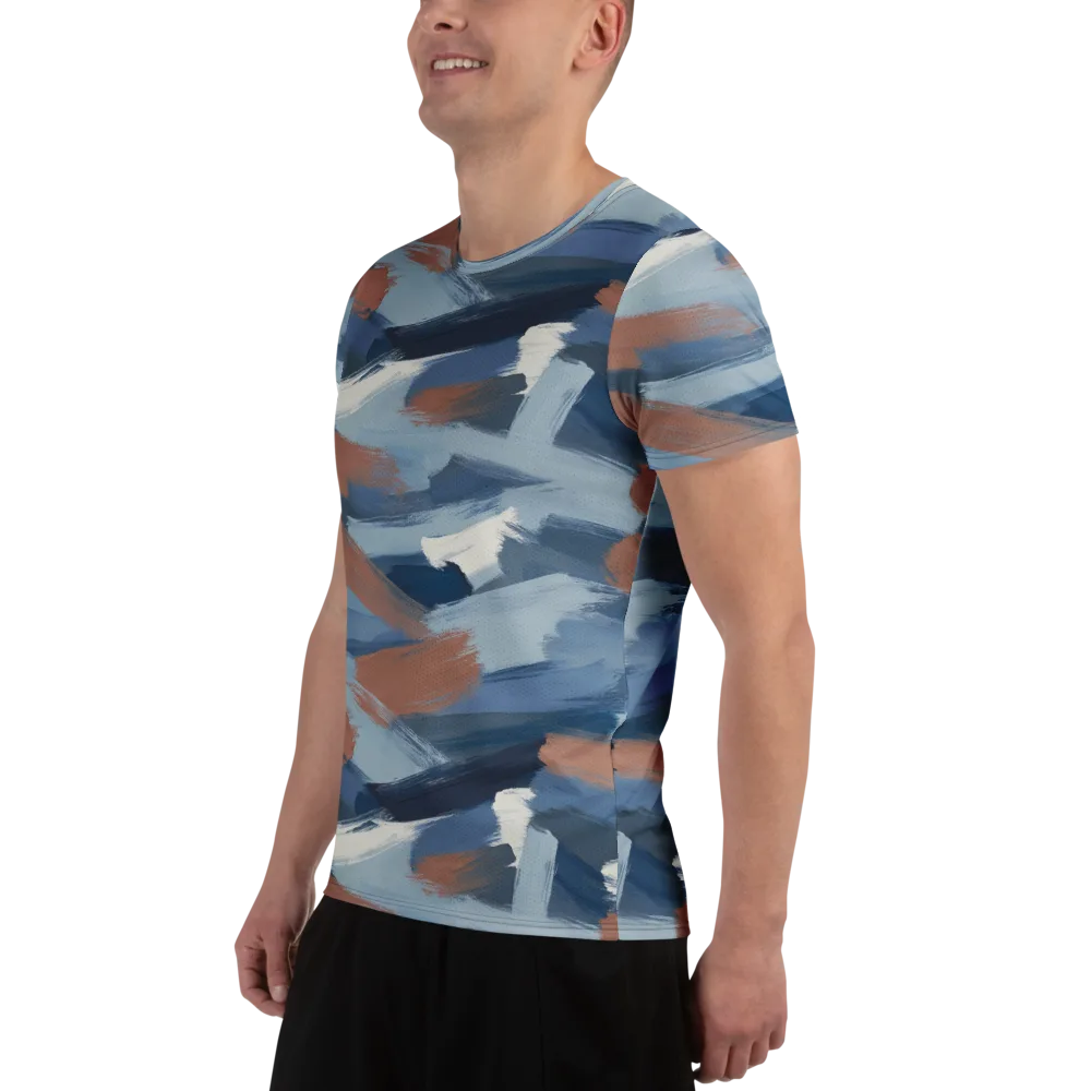 Indigo Brush Current on Men's Athletic T-Shirt — Left