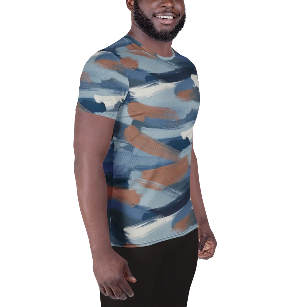 Indigo Brush Current on Men's Athletic T-Shirt — Right