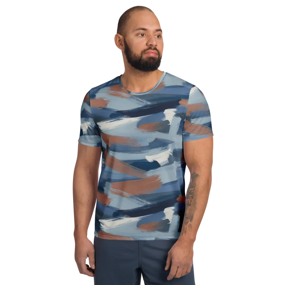 Indigo Brush Current on Men's Athletic T-Shirt — Front