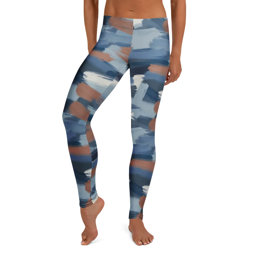 Indigo Brush Current on Leggings — Front