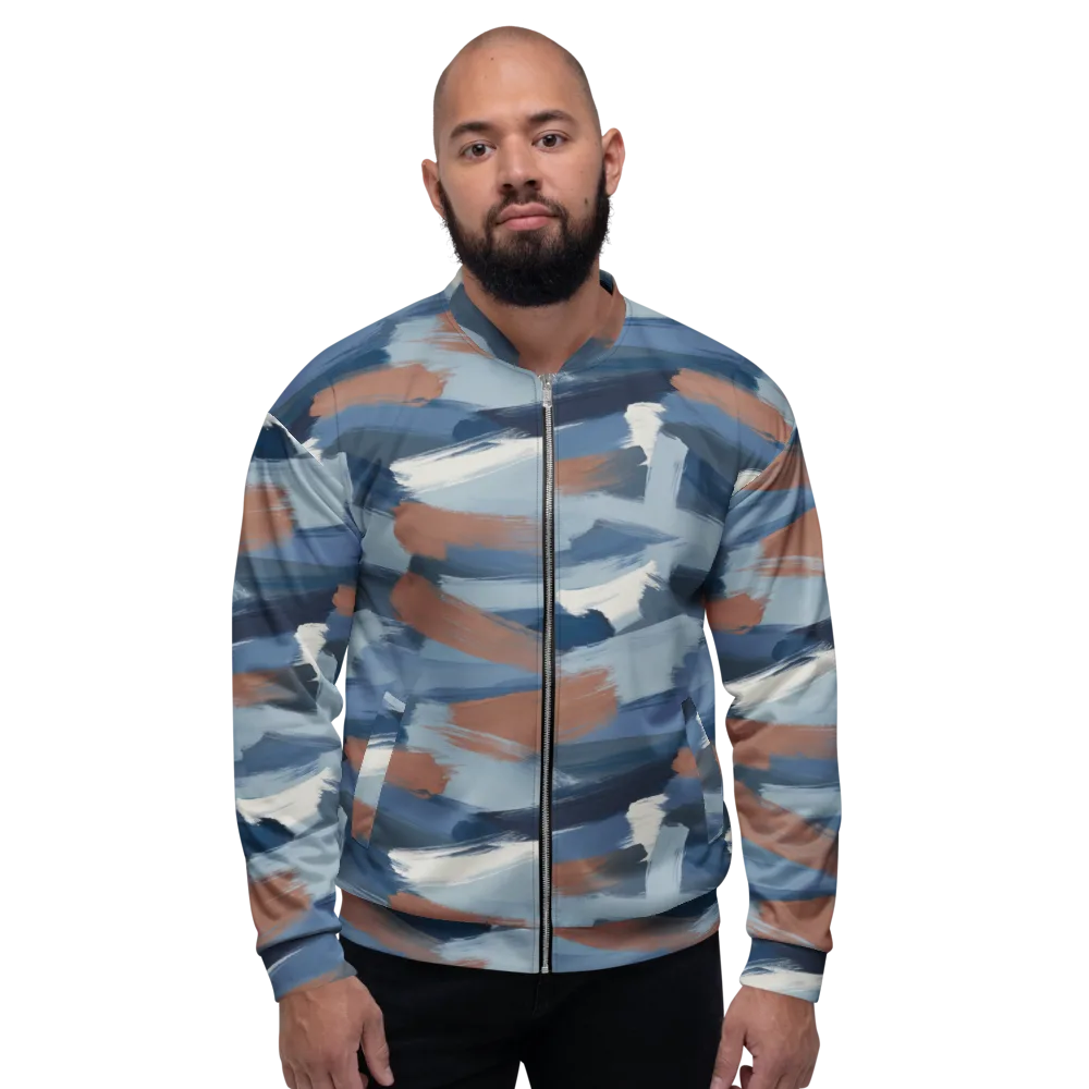 Indigo Brush Current on Bomber Jacket — Front