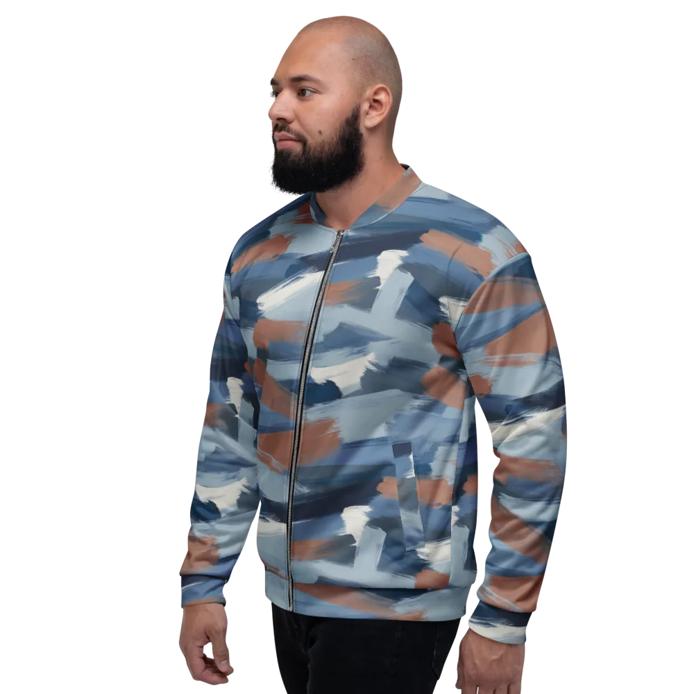 Indigo Brush Current on Bomber Jacket — Left