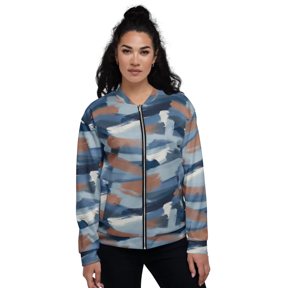 Indigo Brush Current on Bomber Jacket — Front