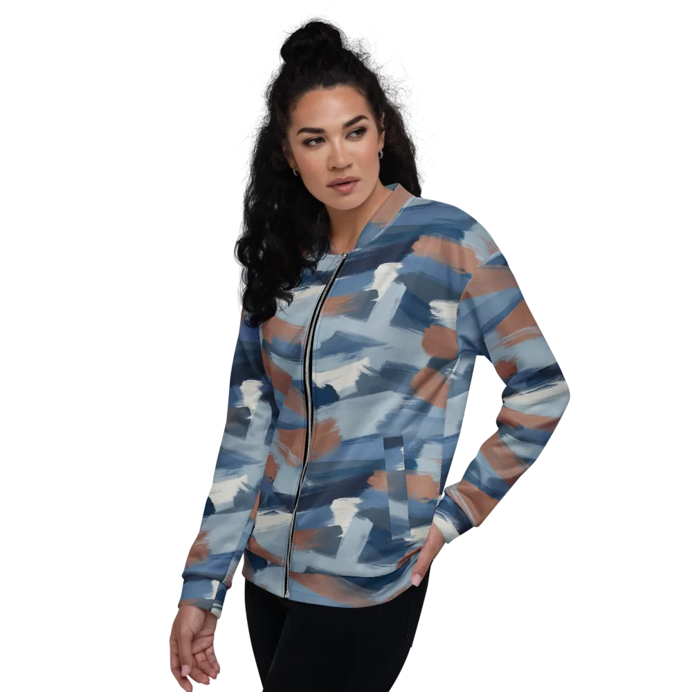 Indigo Brush Current on Bomber Jacket — Left