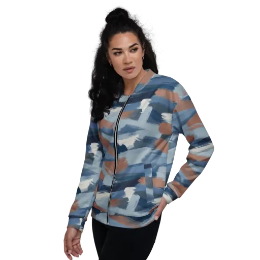 Indigo Brush Current on a Bomber Jacket