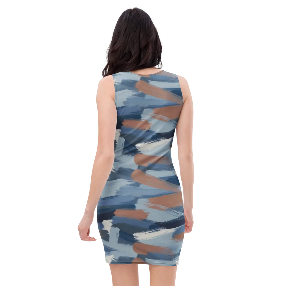 Indigo Brush Current on Bodycon Dress — Back