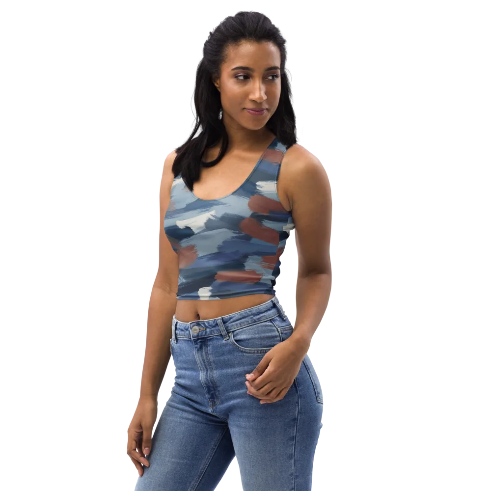 Indigo Brush Current on Crop Top — Left Front