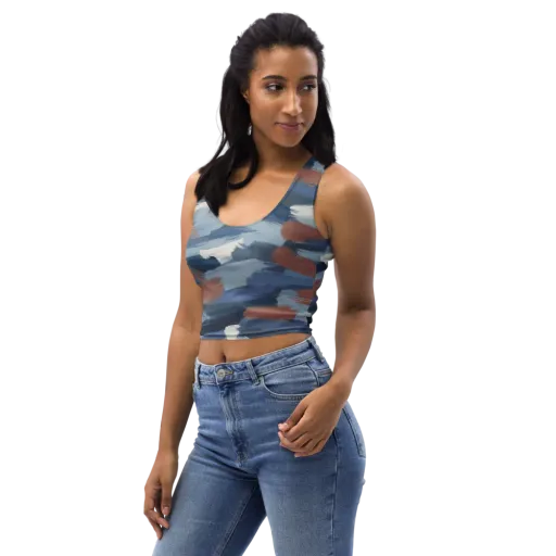 Indigo Brush Current on a Crop Top