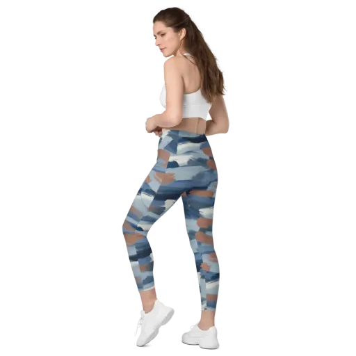 Indigo Brush Current on a Leggings with Pockets