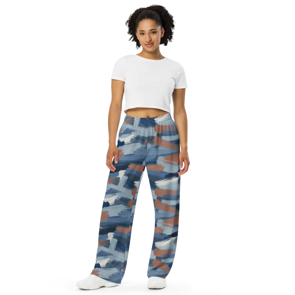 Indigo Brush Current on Wide-Leg Pants — Front
