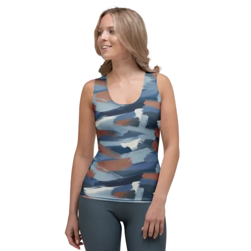 Indigo Brush Current on a Women's Tank Top