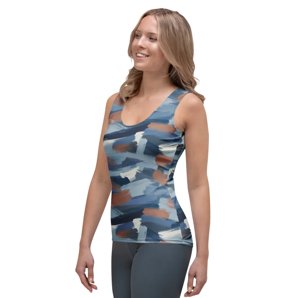 Indigo Brush Current on Women's Tank Top — Left Front