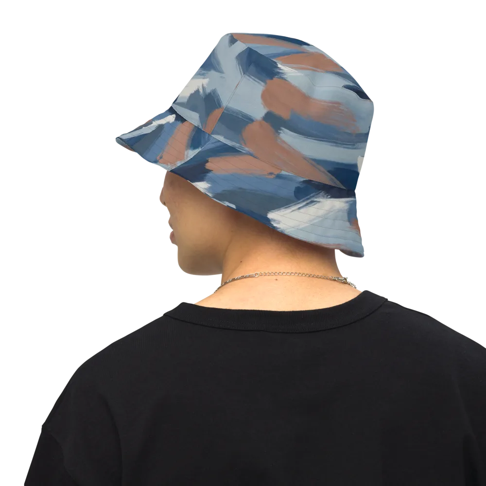 Indigo Brush Current on Reversible Bucket Hat — Back Inside