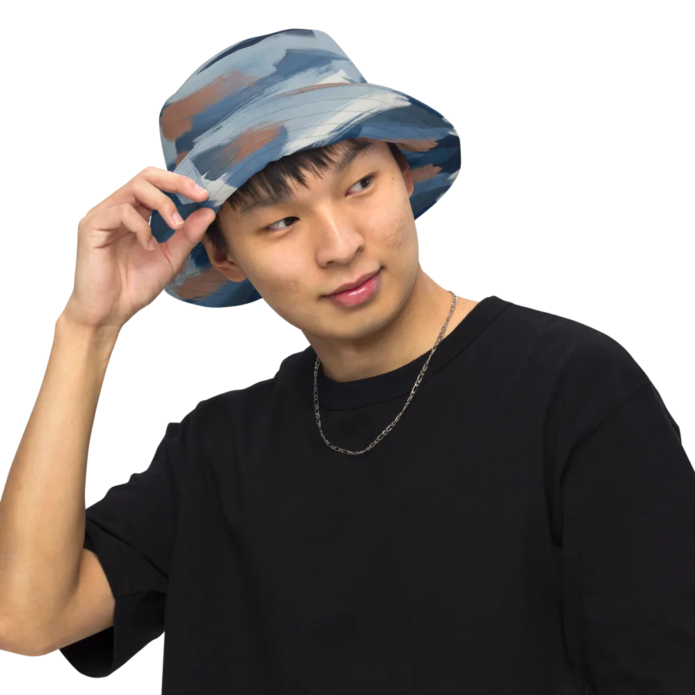 Indigo Brush Current on Reversible Bucket Hat — Front Inside