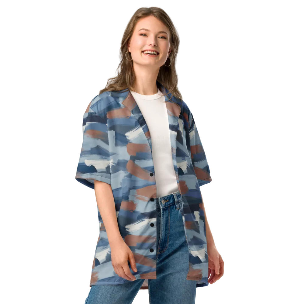 Indigo Brush Current on Button Shirt — Front