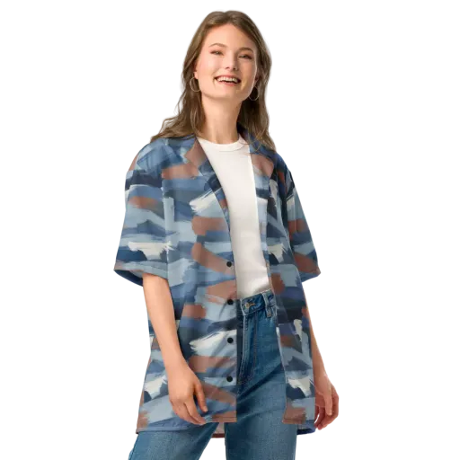 Indigo Brush Current on a Button Shirt