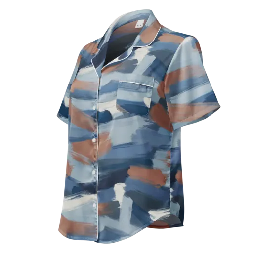 Indigo Brush Current on a Women's Short Sleeve Pajama Top