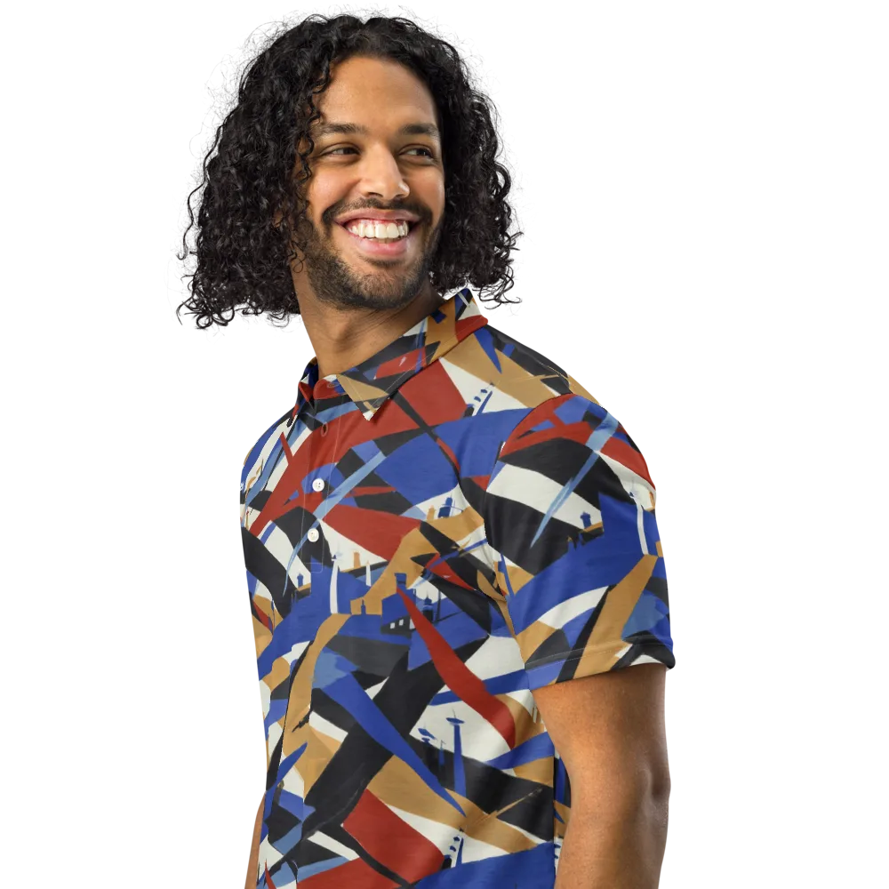 Cobalt Crosswind on Men's Slim Fit Polo Shirt — Left Front